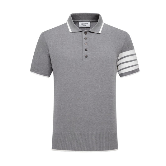 Thom BrowneMen's Contrast Stripe Polo Shirt | 4-Bar Detail | Heritage Grosgrain