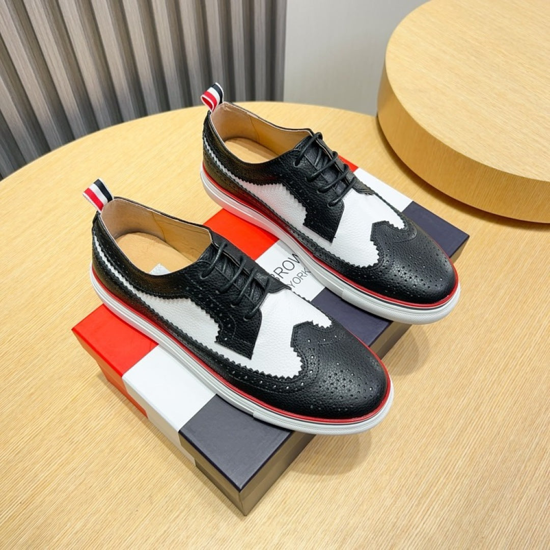 Thom BrownePremium Leather Sneakers with Grosgrain Buckle - Three Color Options