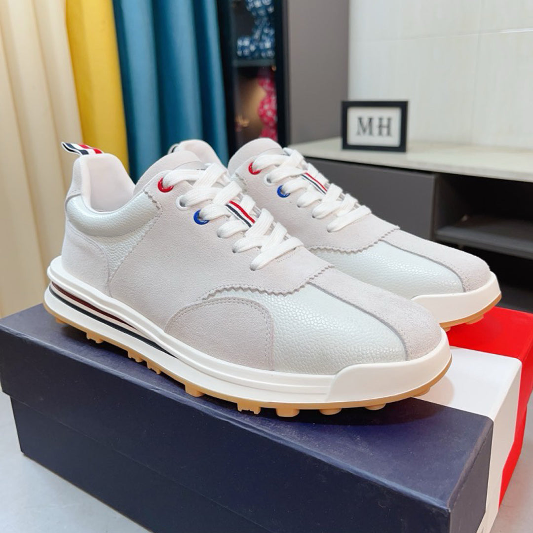 Thom BrownePremium Handcrafted Leather Sneakers with Grosgrain Buckle - Essential Style