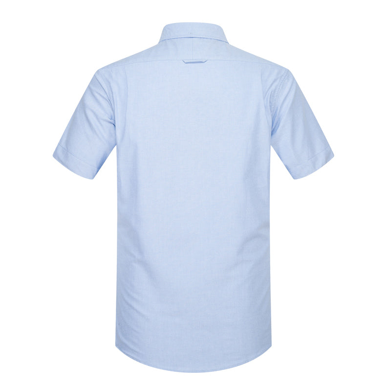 Thom BrowneMen's Short Sleeve Oxford Shirt - 100% Cotton Striped Grosgrain Detail