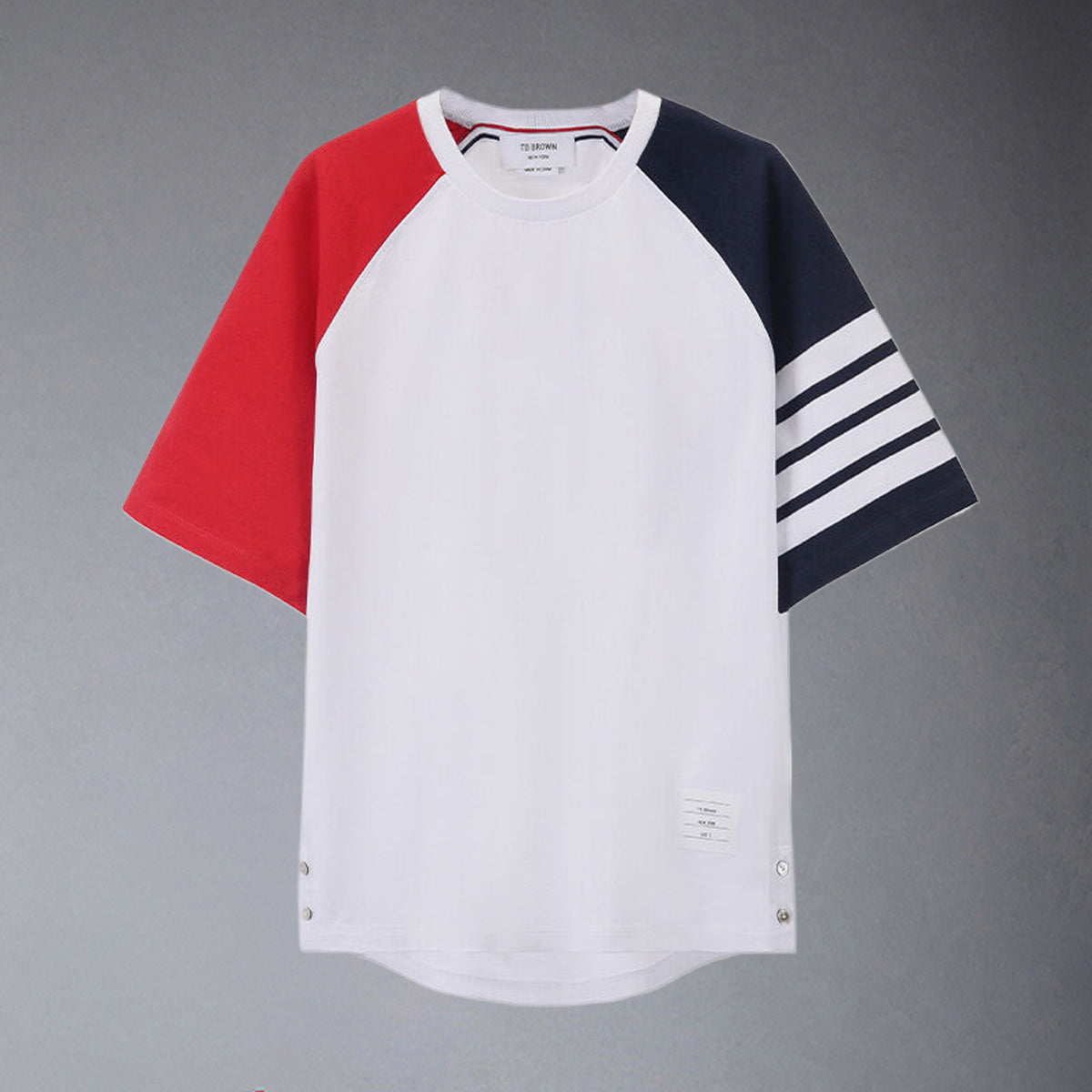 Thom BrowneColor Block Polo Shirt - 4-Bar Casual Polo with Button Detail