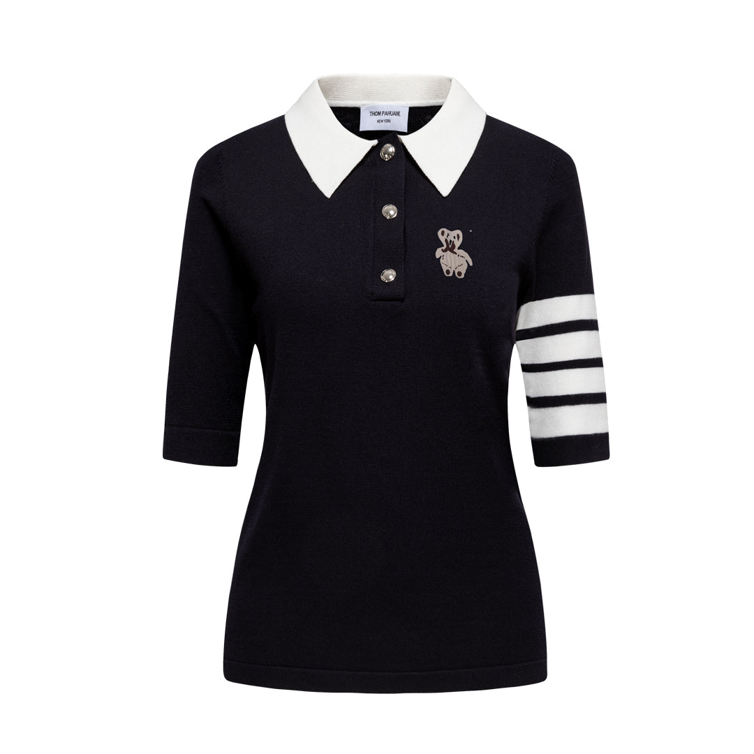 Thom BrowneWomen's Bear Print Polo Shirt - Classic Cotton Design