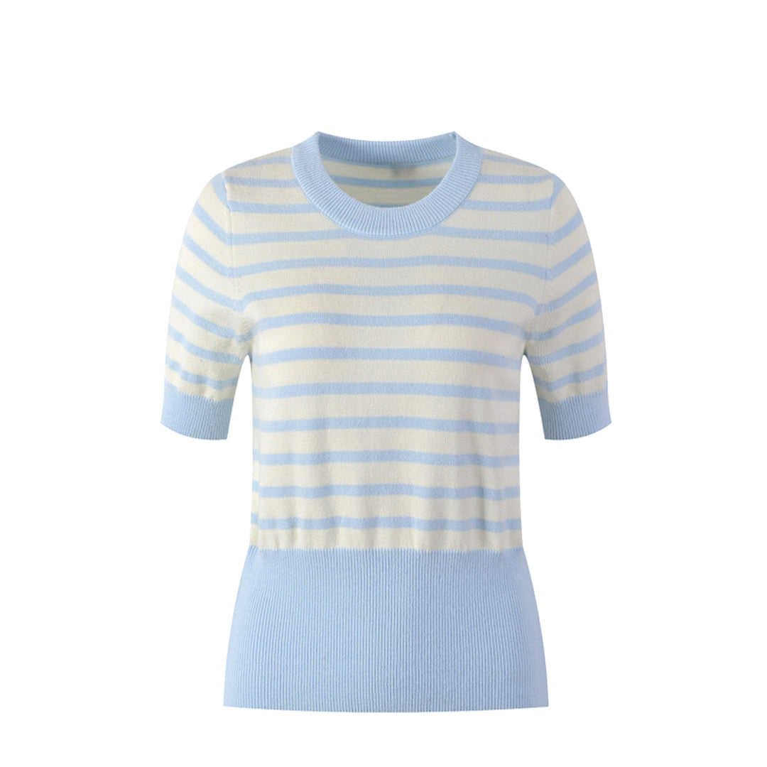 Thom BrowneWomen's Striped T-Shirt - Grosgrain Trim Detail