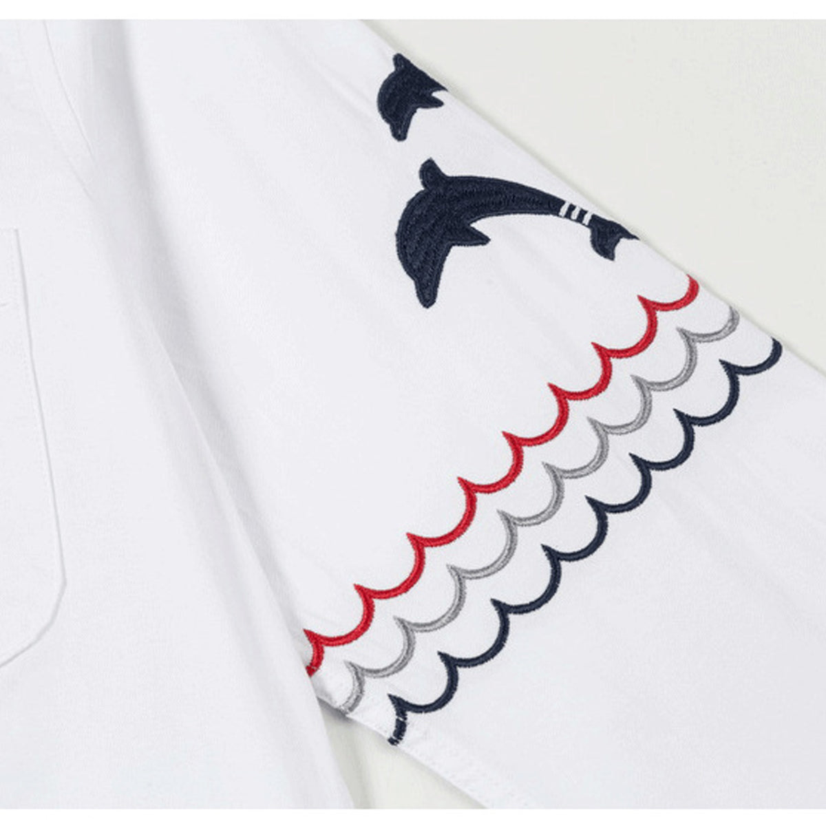 Thom BrownePremium 4-Bar Embroidered Oxford Elastic Shirt