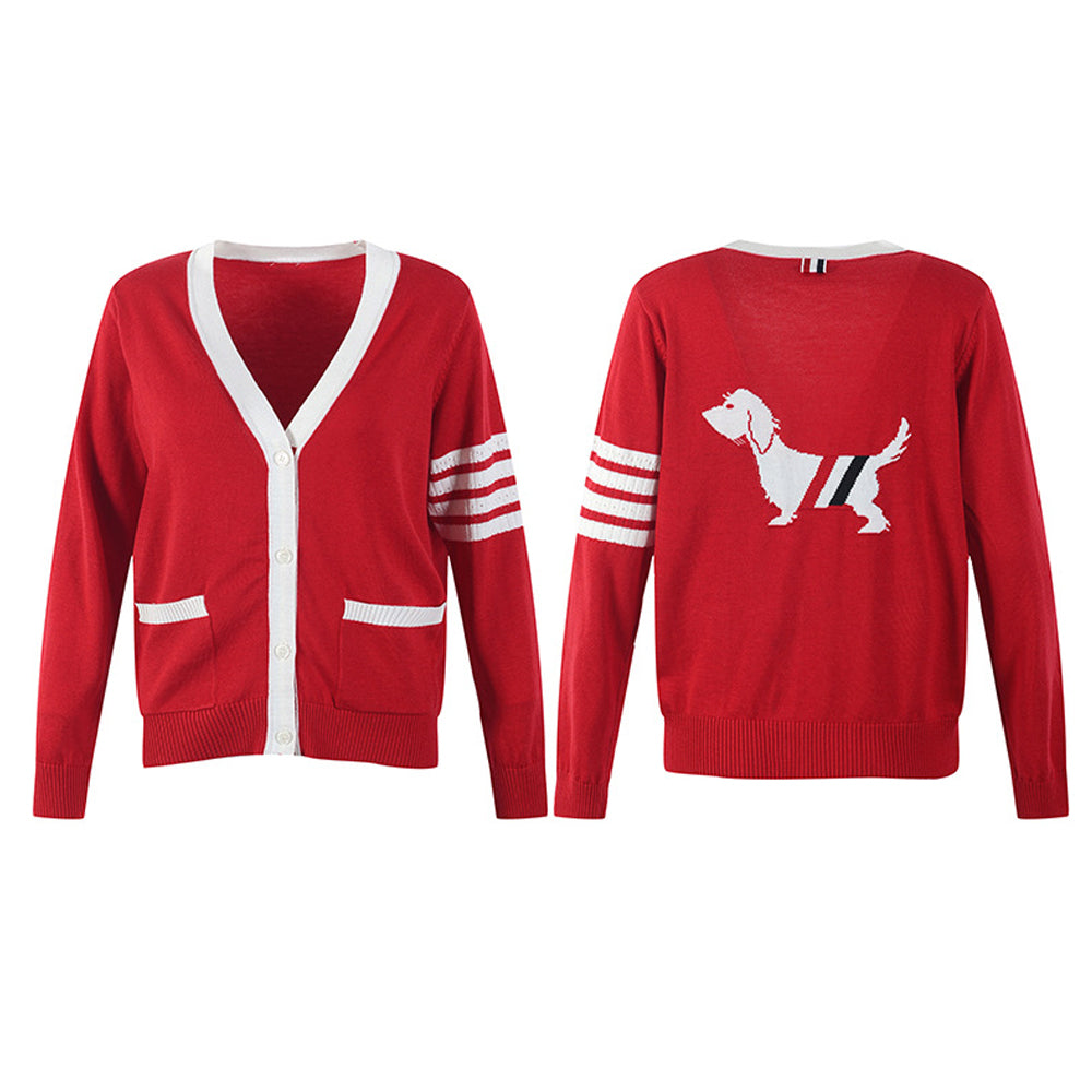 Thom BrowneWomen's Classic Knitted Sweater - Ribbed Hem with Signature Stripe Detail