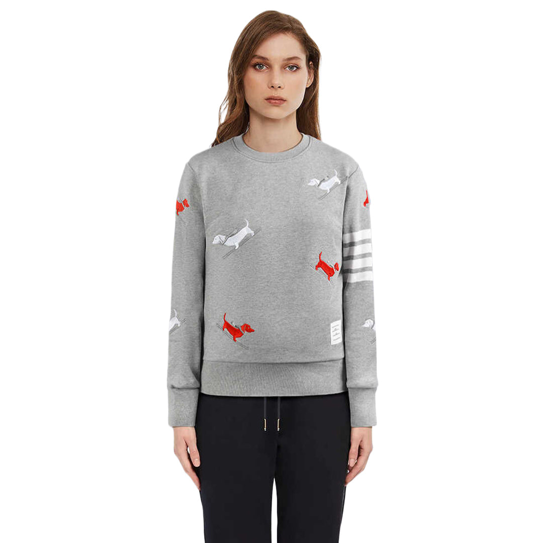 Thom Browne4-Bar Puppy Embroidered Crew Neck Sweatshirt - Premium Pullover