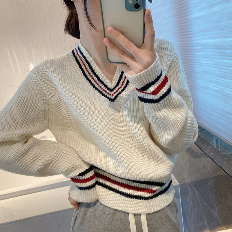 Thom BrowneWomen's Wool Cotton Knit Sweater - Button Front