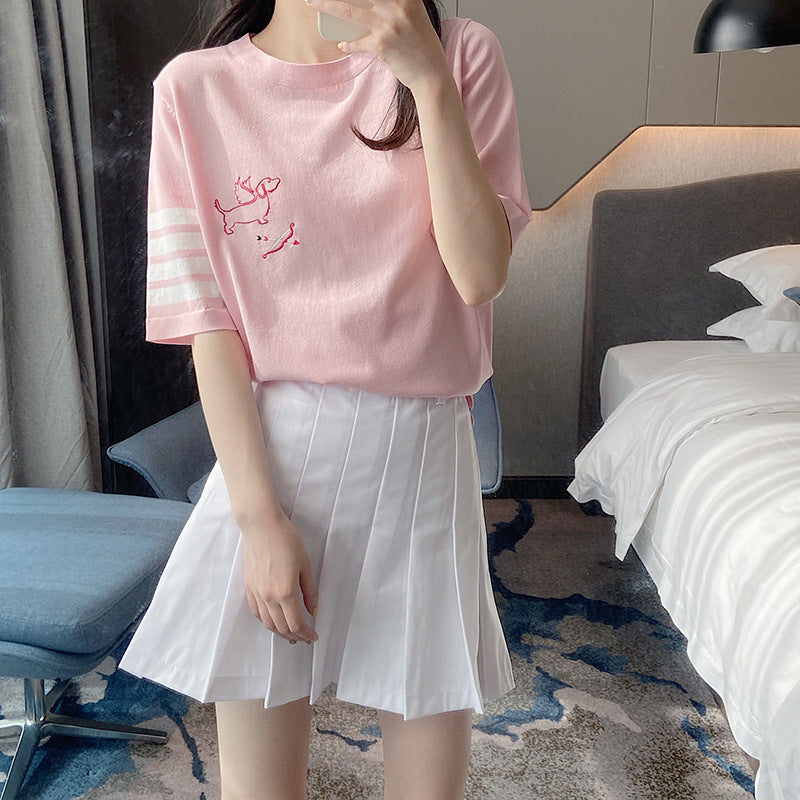 Thom BrowneWomen's Cartoon Graphic Cotton T-Shirt - Japanese Craftsmanship