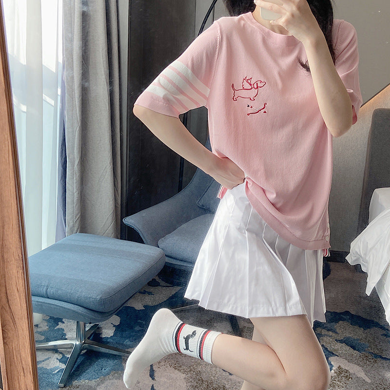 Thom BrowneWomen's Cartoon Graphic Cotton T-Shirt - Japanese Craftsmanship