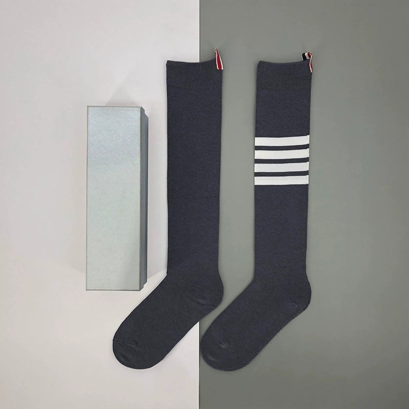 Thom Browne Premium 100% Cotton Unisex High Socks - Japanese Craftsmanship (2 Pairs)