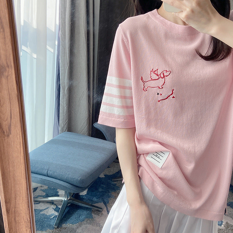 Thom BrowneWomen's Cartoon Graphic Cotton T-Shirt - Japanese Craftsmanship