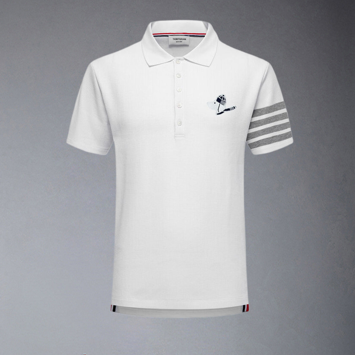 Thom BrowneMen's Embroidered Polo Shirt | 4-Bar Detail | Heritage Grosgrain Trim