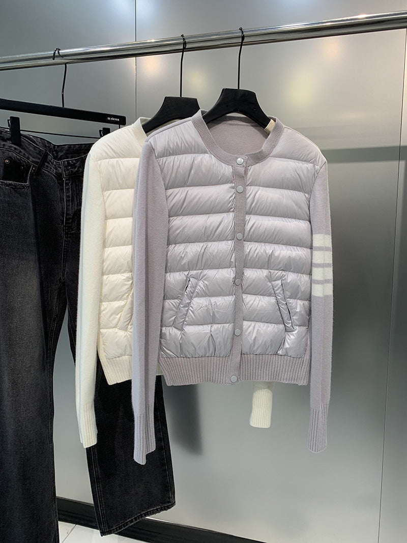 Thom BrowneWomen's Lightweight Down Jacket - Japanese Crafted Partial Button Front Coat