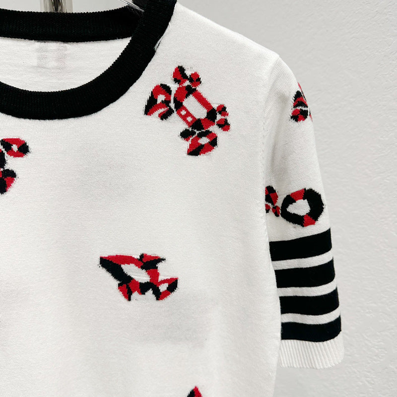 Thom BrowneWomen's Jacquard Knit Sweater - Japanese Cotton
