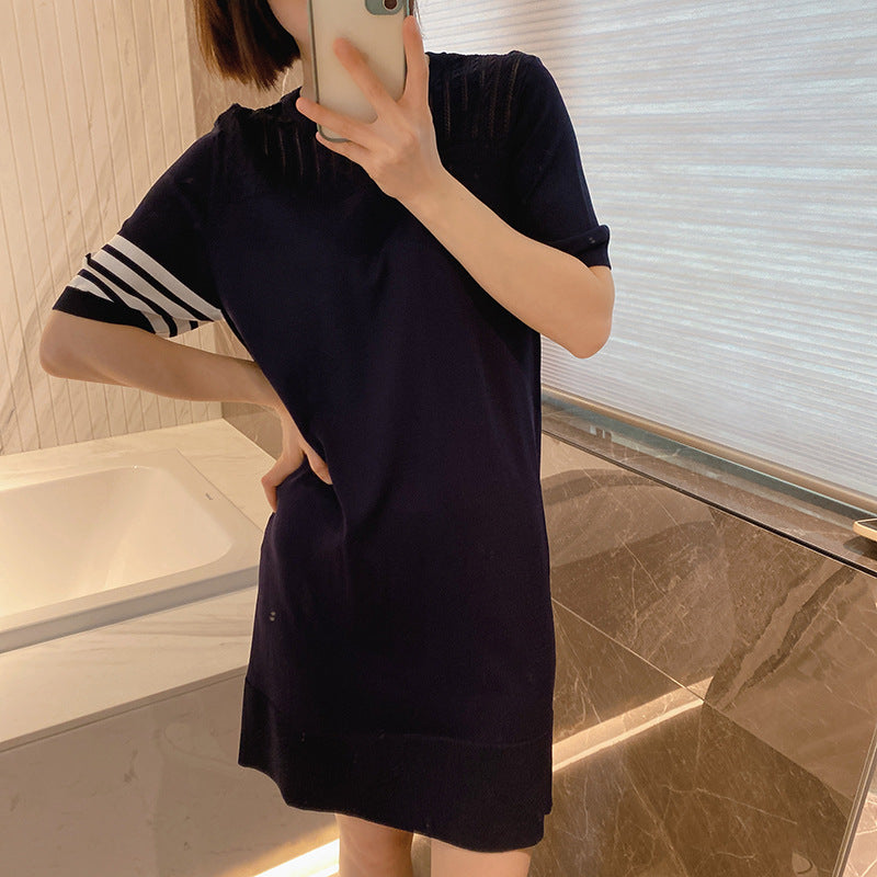 Thom BrowneWomen's 4-Bar Cotton Dress - Button Front | Japanese Made