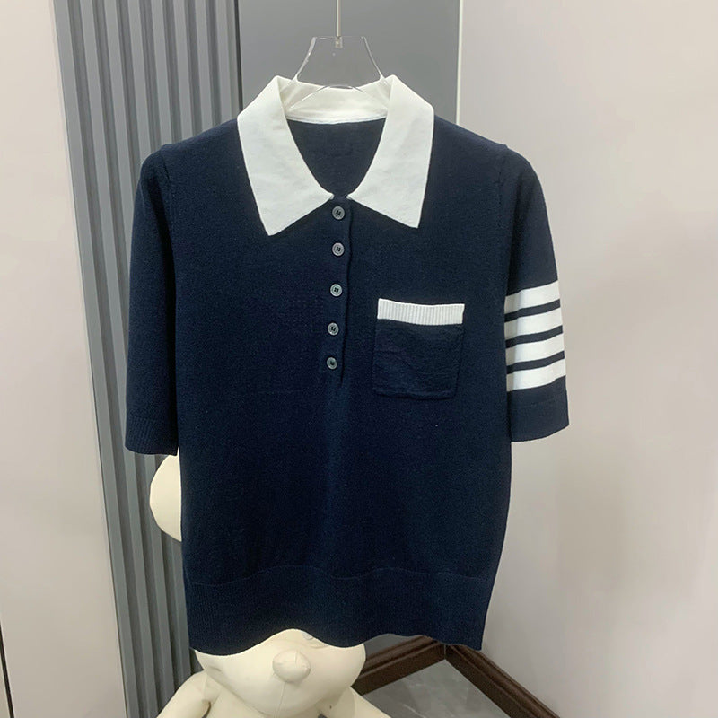 Thom BrowneWomen's Casual Cotton T-Shirt - Japanese Craftsmanship