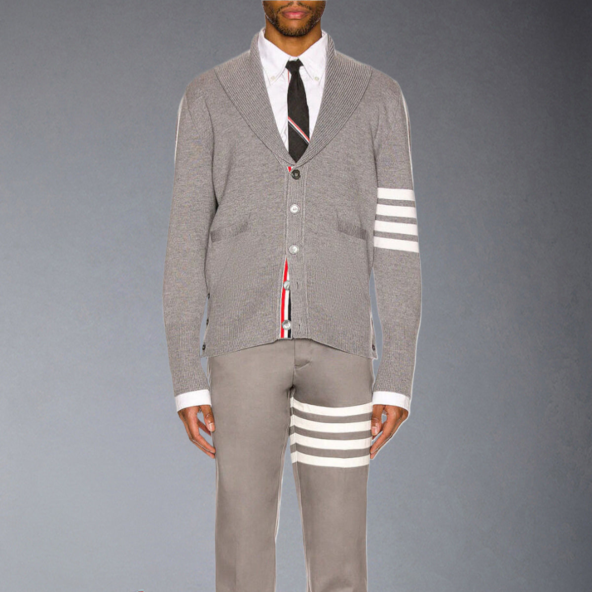 Thom BrowneThick Knitted Zip-Up Jacket