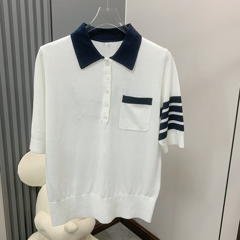 Thom BrowneWomen's Casual Cotton T-Shirt - Japanese Craftsmanship