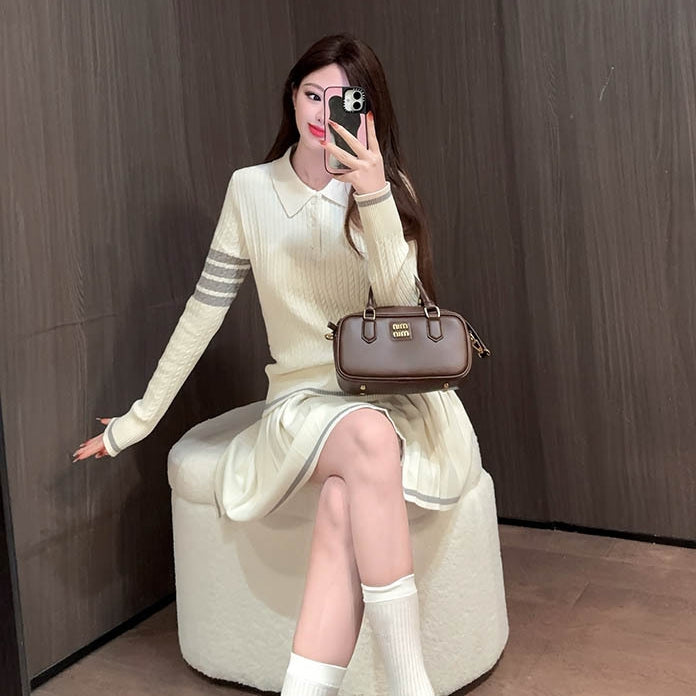 Thom BrowneWomen's Cotton Pleated Skirt Suit - Partial Button Front | Made in Japan