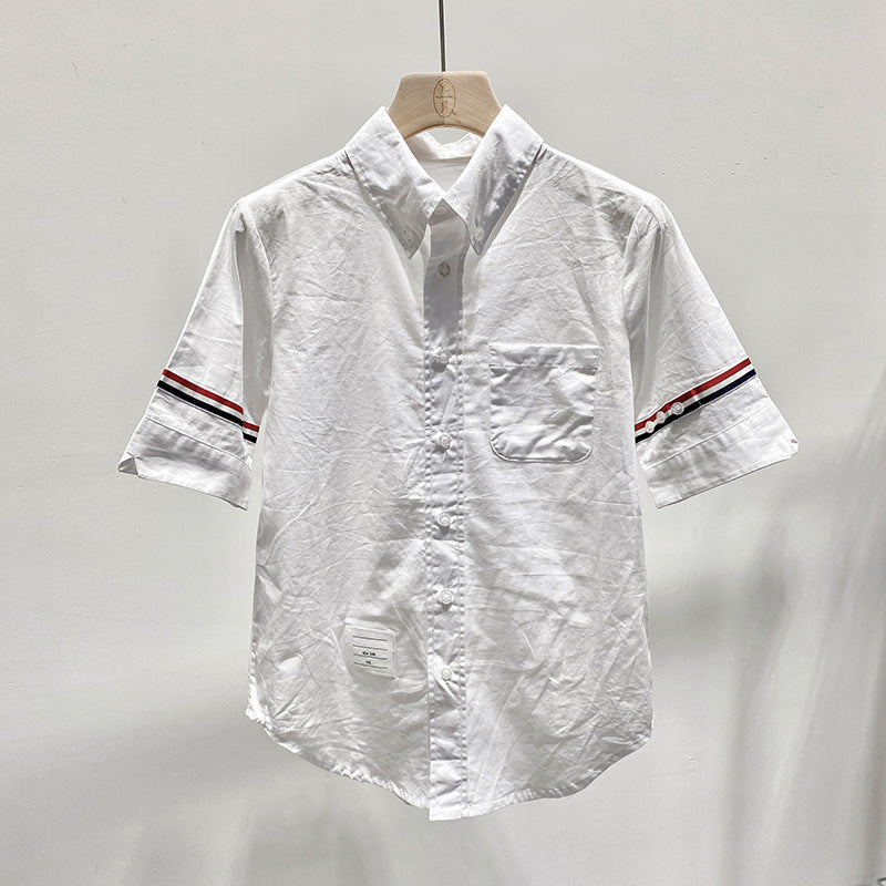Thom BrowneWomen's Short Sleeve Cotton Shirt - Japanese Craftsmanship