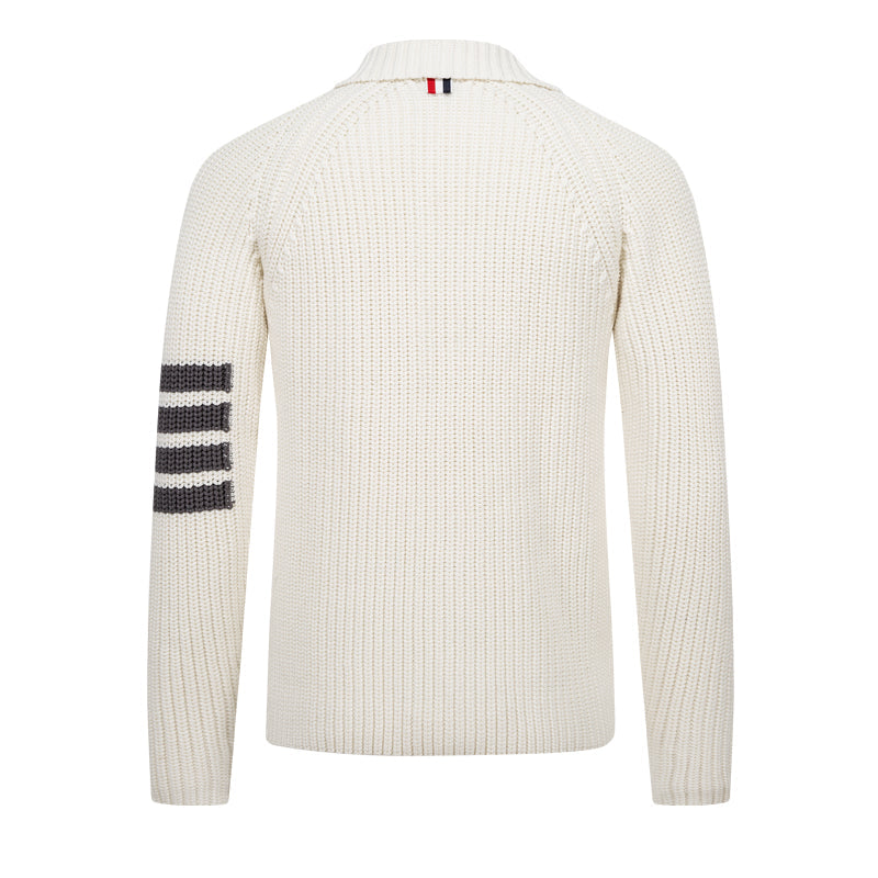 Thom BrowneMen's Classic Zip-Up Hooded Sweater with Drawstring