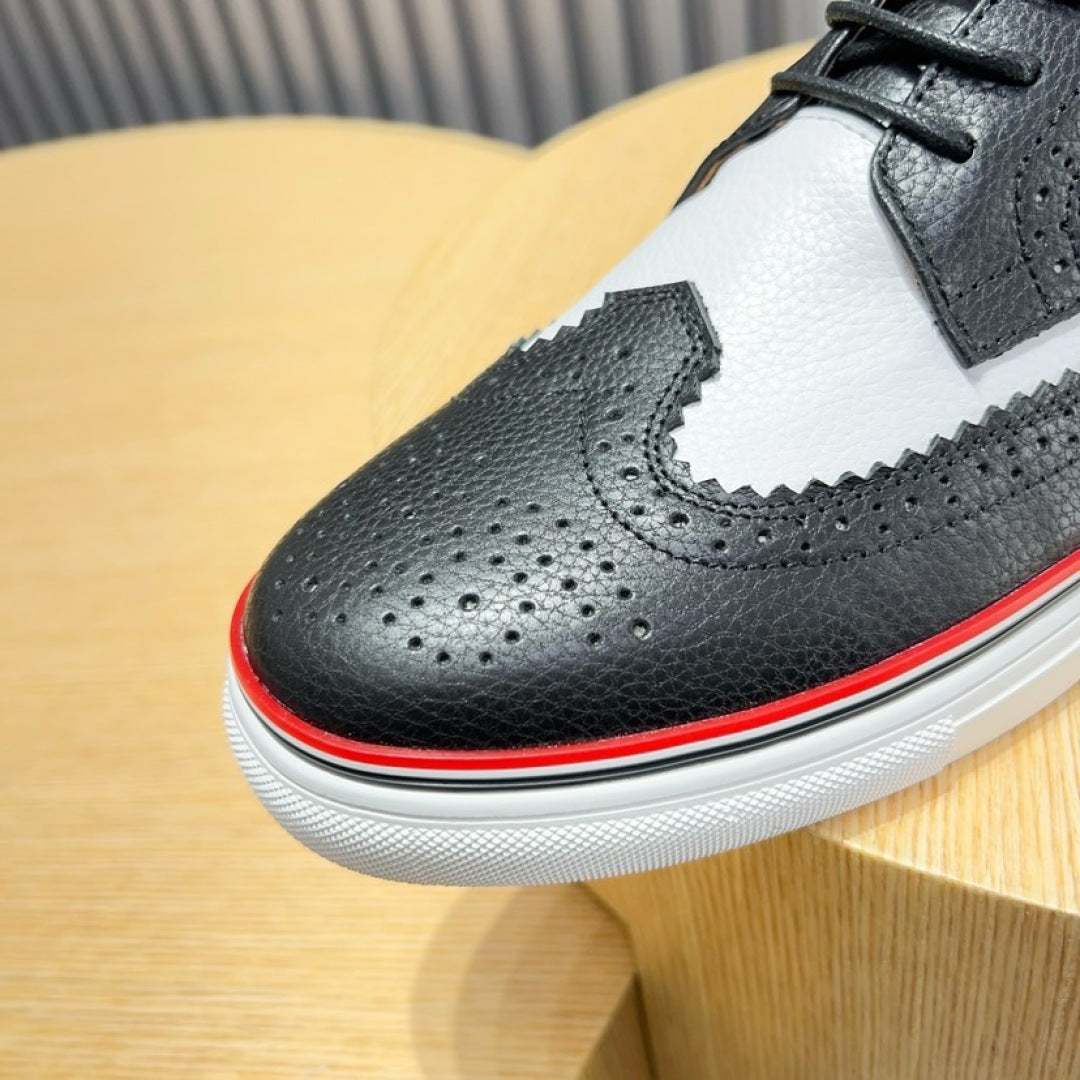 Thom BrownePremium Leather Sneakers with Grosgrain Buckle - Three Color Options