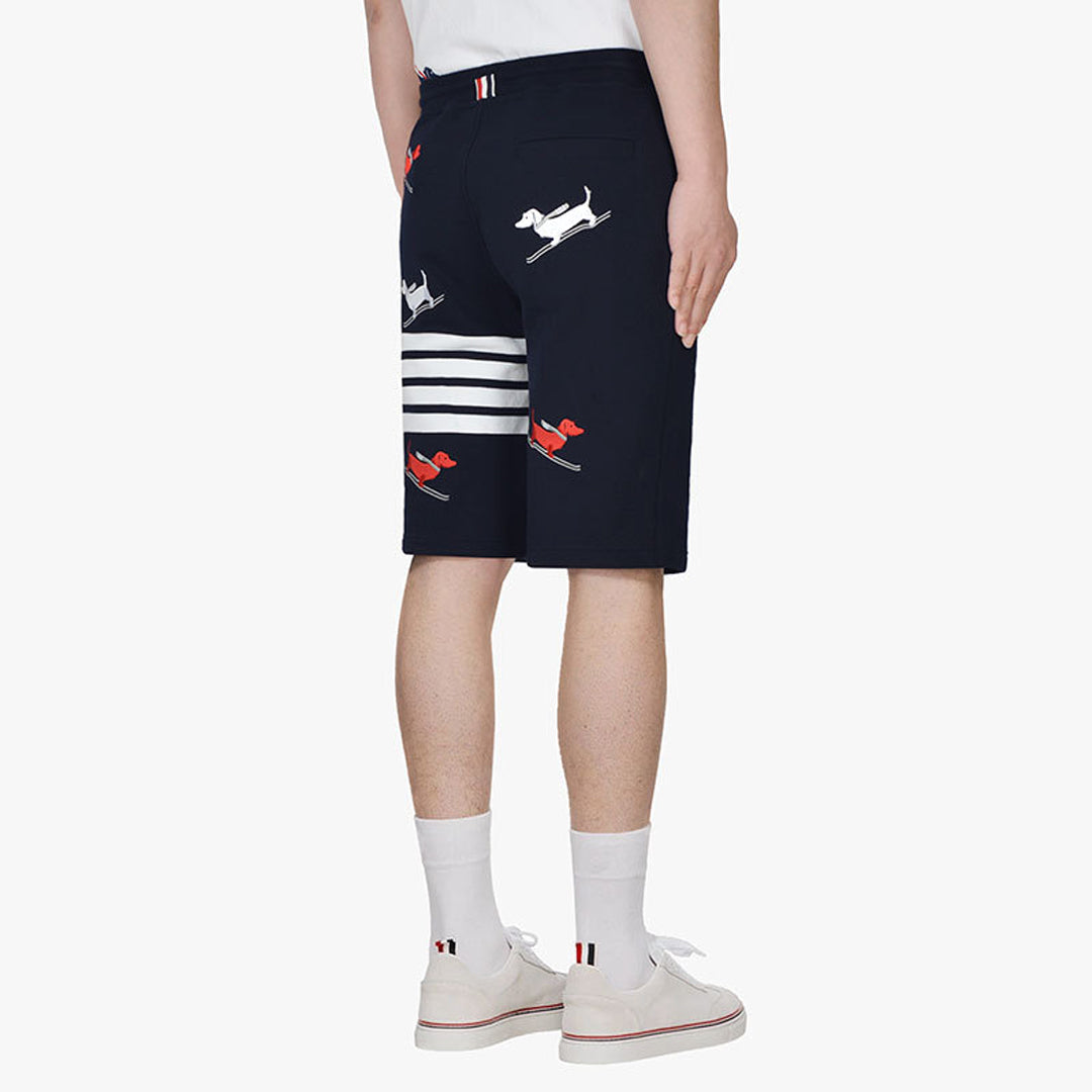 Thom BrowneMen's Embroidery Sports Shorts - 100% Cotton Made in Japan with 4-Bar Detail