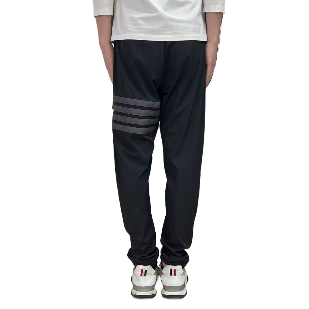 Thom BrowneMen's Casual Sports Pants - 100% Cotton with 4-Bar Stripe Detail