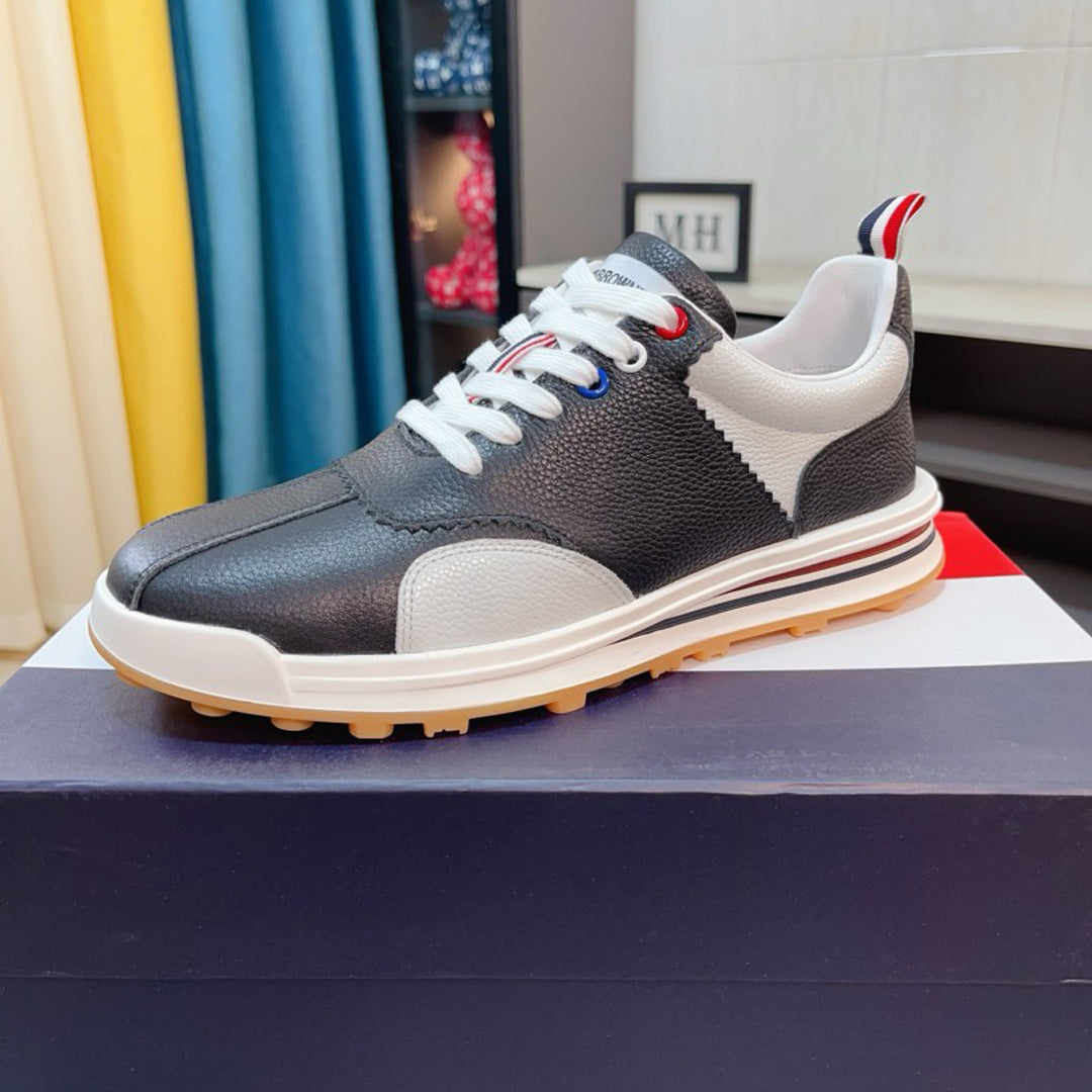 Thom BrownePremium Handcrafted Leather Sneakers with Grosgrain Buckle - Essential Style