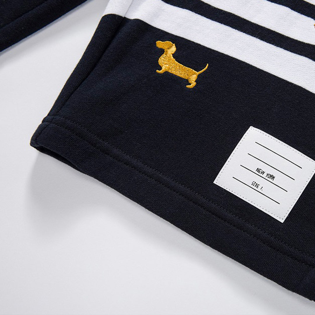 Thom BrowneMen's Embroidery Shorts - 100% Cotton Made in Japan with 4-Bar Detail