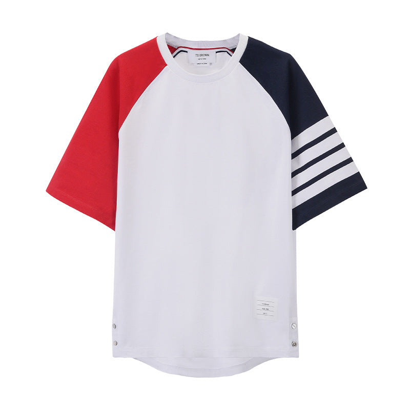 Thom BrowneColor Block Polo Shirt - 4-Bar Casual Polo with Button Detail