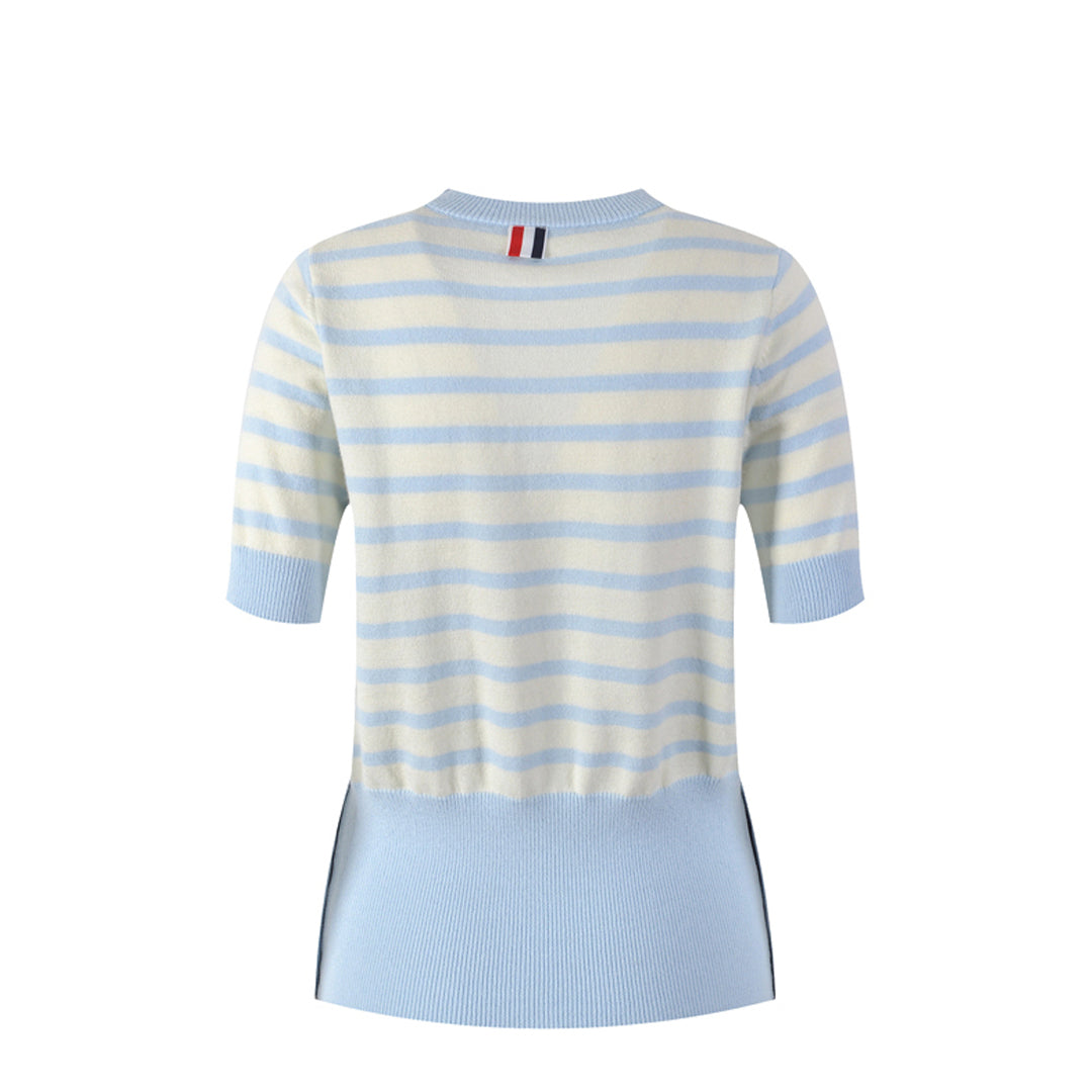 Thom BrowneWomen's Striped T-Shirt - Grosgrain Trim Detail