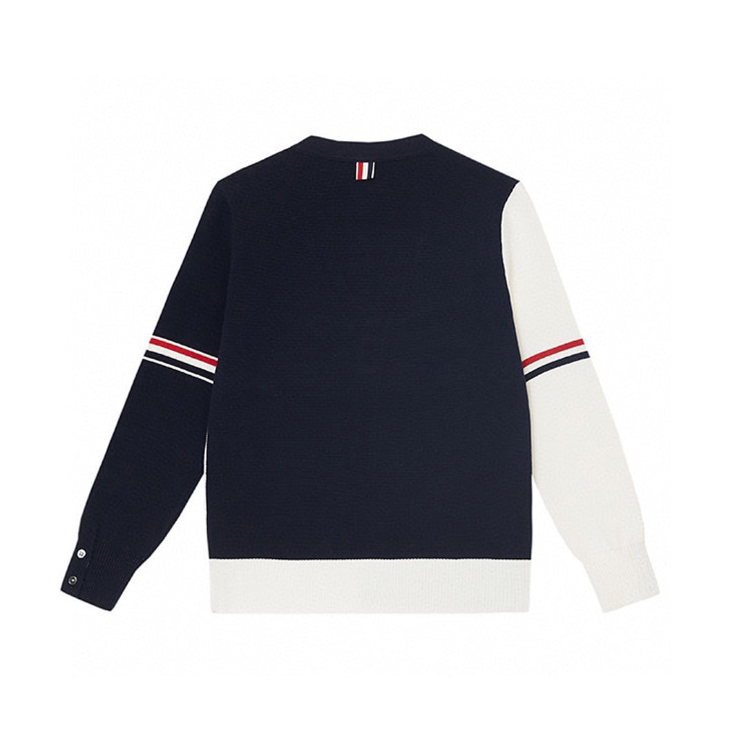 Thom BrowneMen's Classic V-Neck Knitted Cardigan with 4-Bar Sleeve Detail
