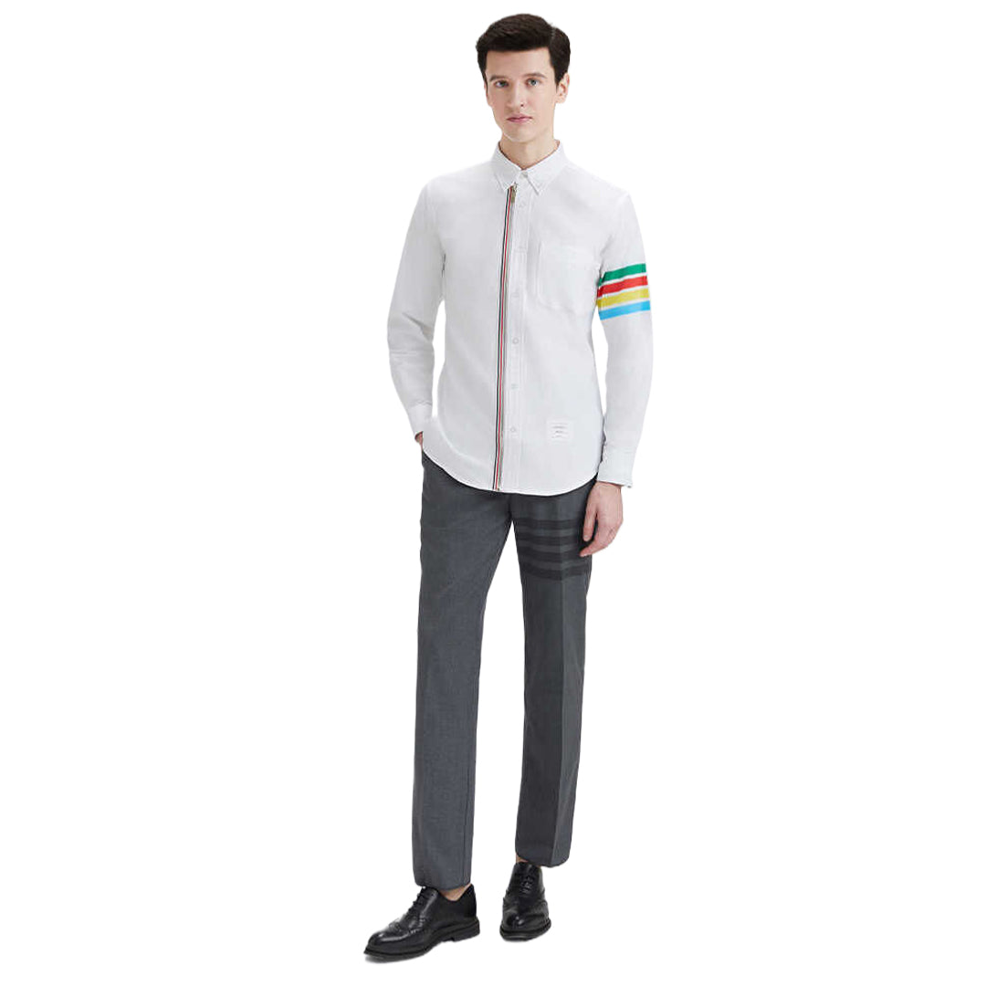 Thom BrowneMen's Business Oxford Shirt - 100% Cotton Button-Front Dress Shirt