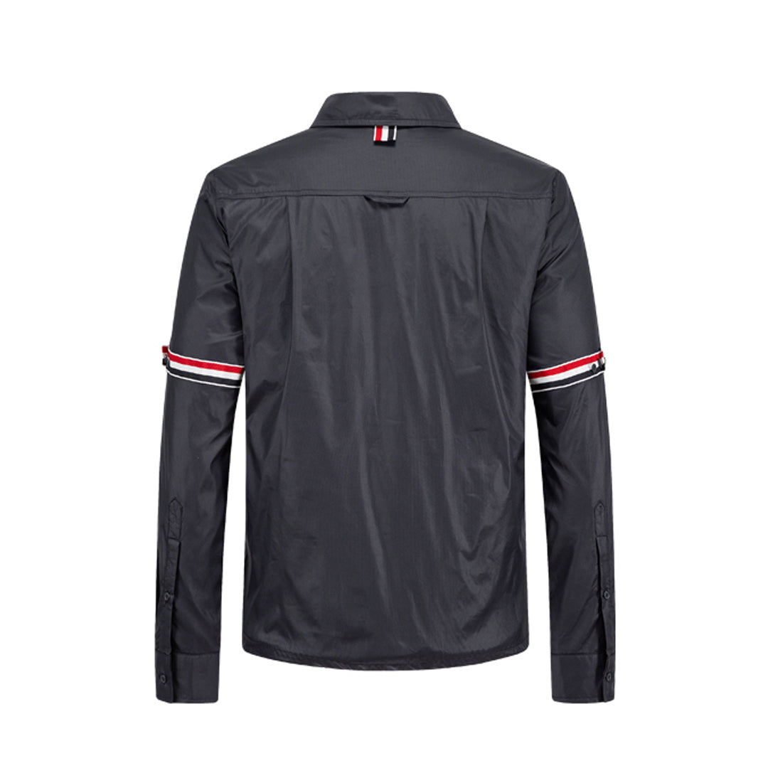 Thom Browne4-Bar Double Armband Jacket with Signature Grosgrain Detail