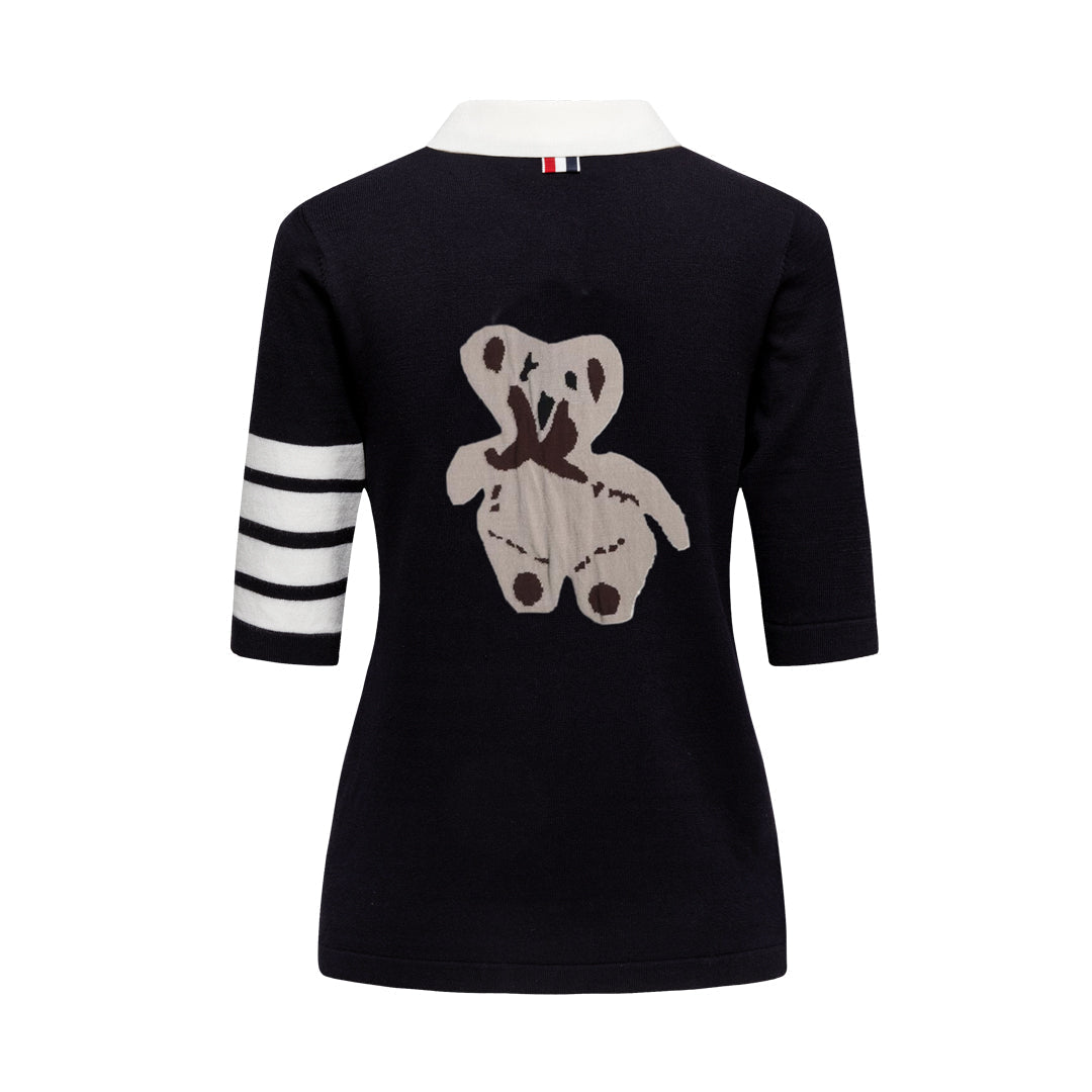 Thom BrowneWomen's Bear Print Polo Shirt - Classic Cotton Design
