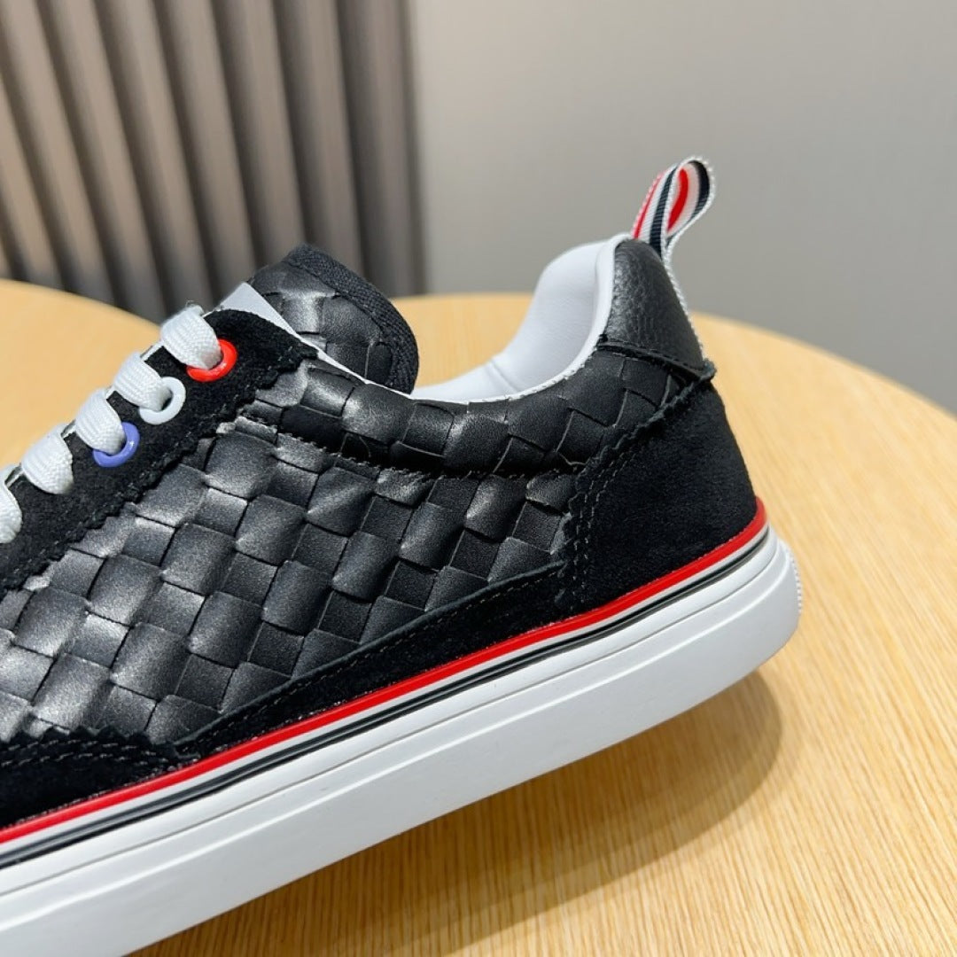 Thom BrowneClassic Leather Sneakers with Signature Grosgrain Buckle - Premium Craftsmanship