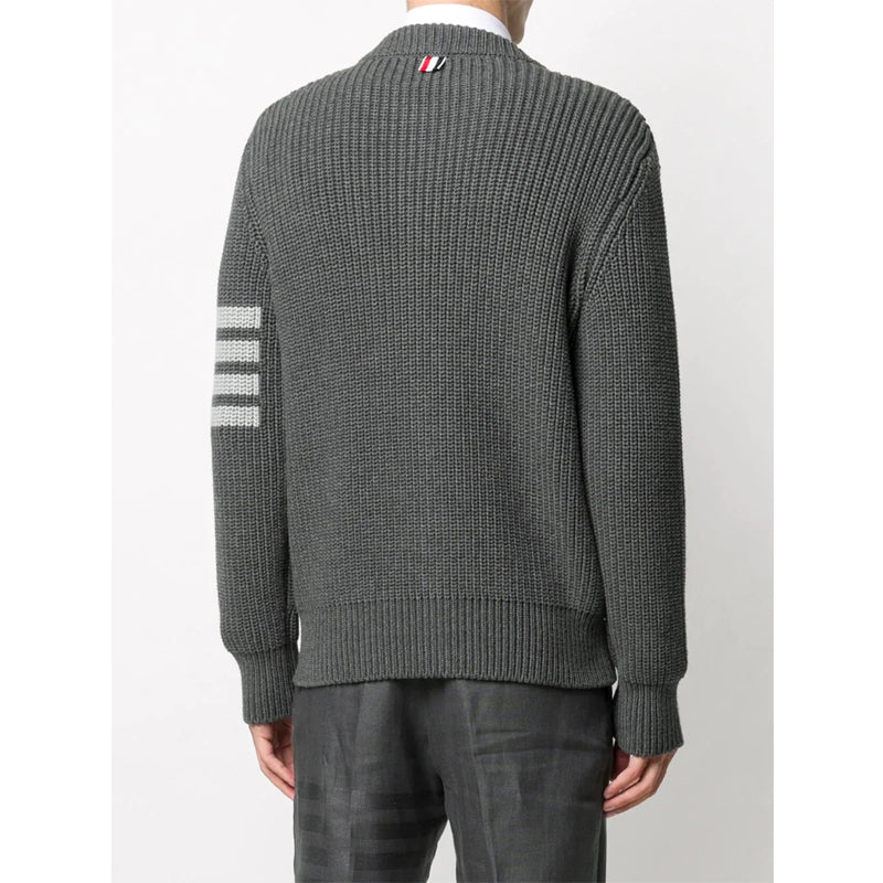 Thom Browne 4-Bar Knitted Zip-Up Sweater Coat