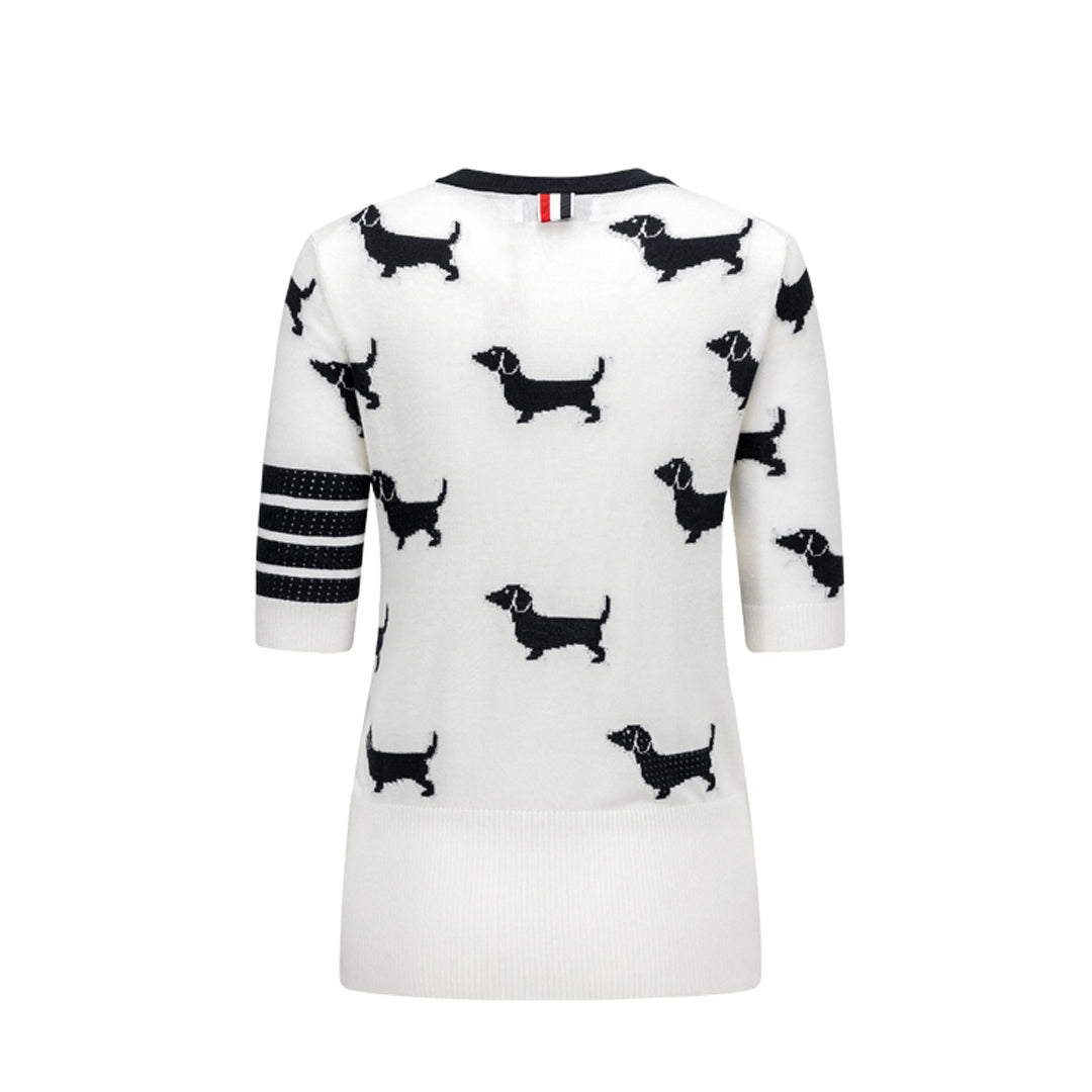 Thom BrowneWomen's Puppy Graphic T-Shirt - Striped Grosgrain Detail