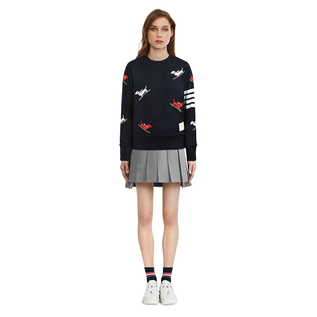 Thom Browne4-Bar Puppy Embroidered Crew Neck Sweatshirt - Premium Pullover