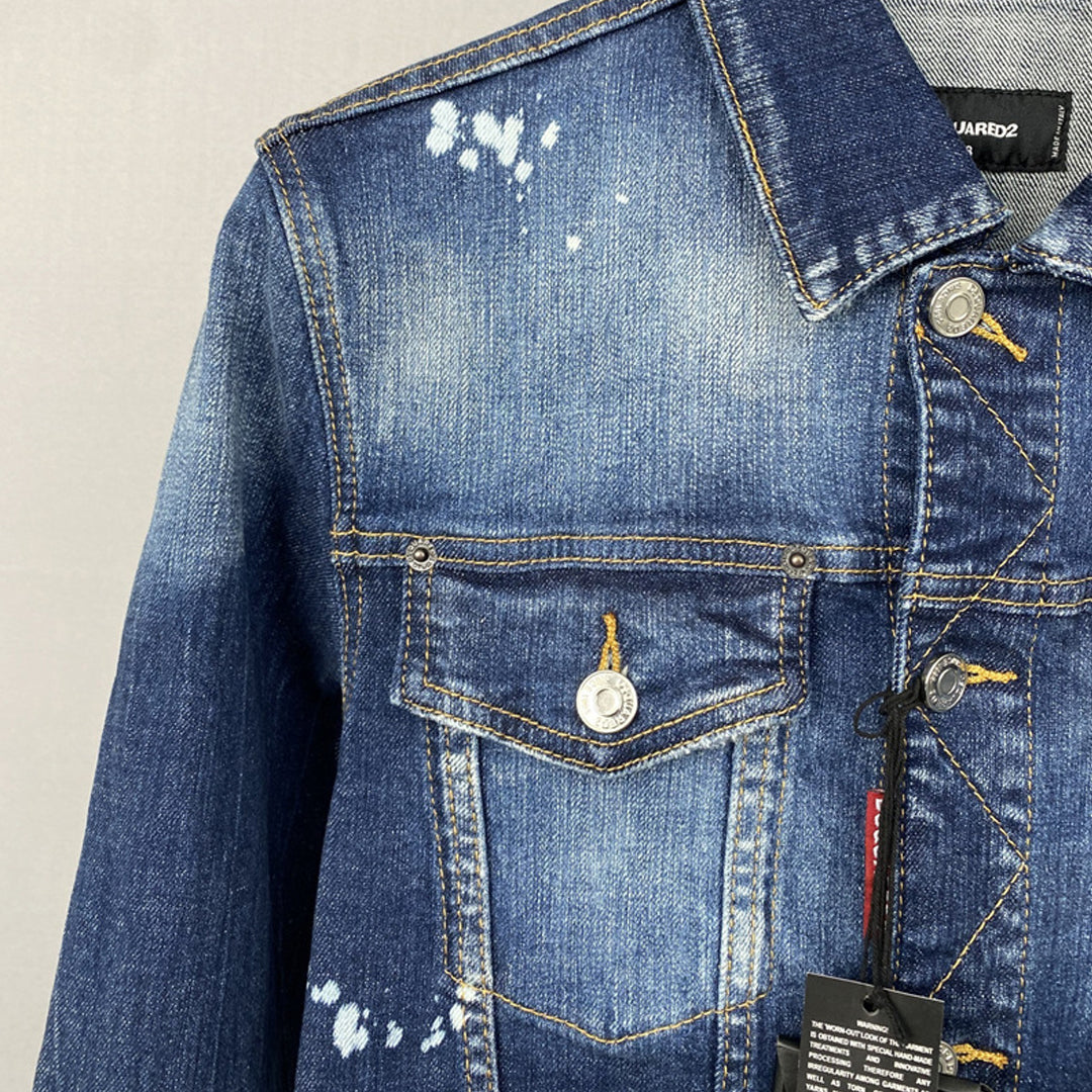 DSQ2 Men's Slim-Fit Denim Jacket | Premium Cotton Stretch
