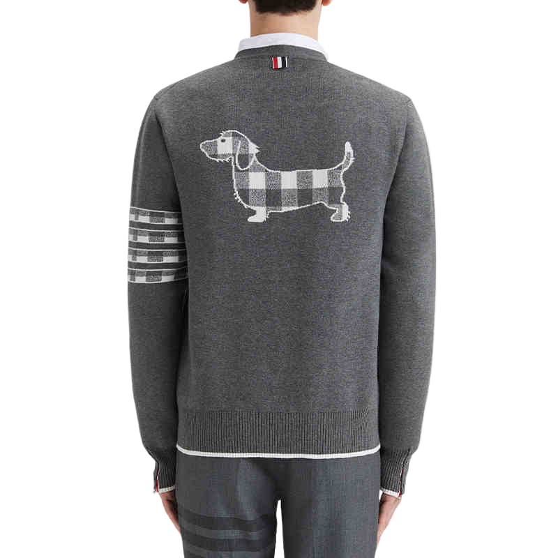 Thom BrowneMen's Classic V-Neck Knitted Cardigan with 4-Bar Sleeve Detail