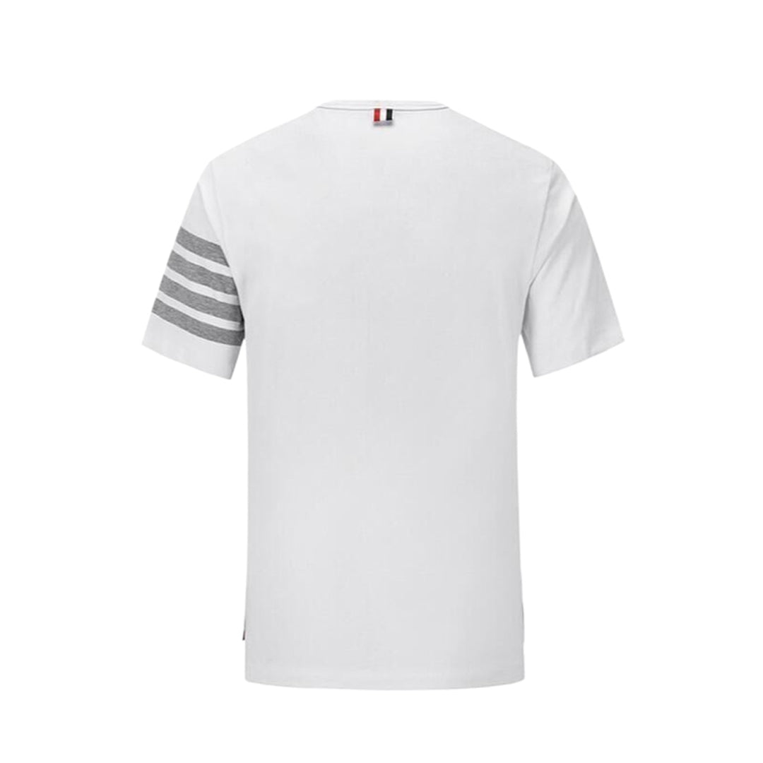 Thom BrowneMen's Embroidered T-Shirt | Signature Grosgrain Detail | Timeless Cut