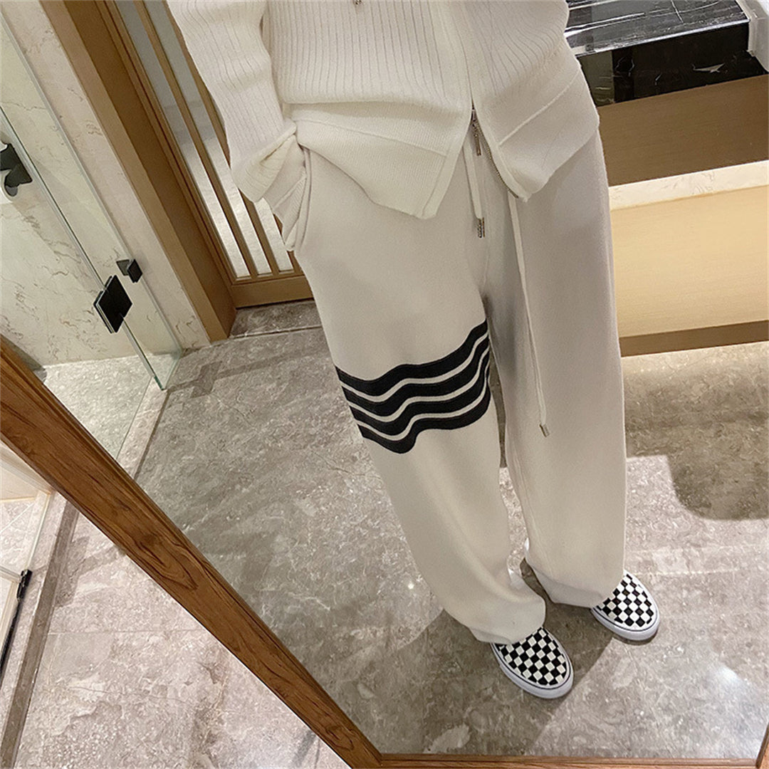 Knitted wide-leg pants