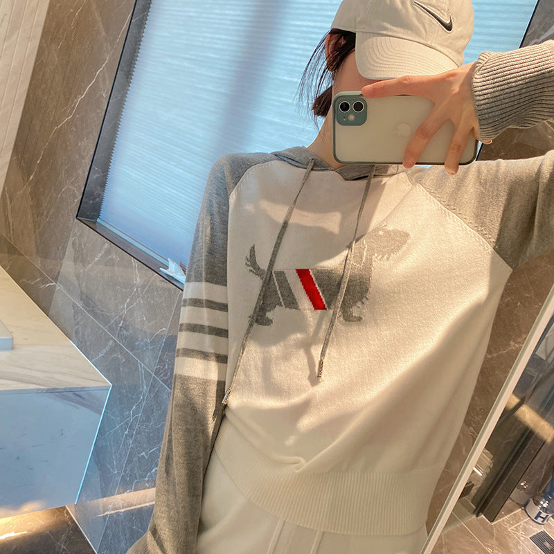 Thom BrowneJapanese Cotton Knitted Sweatshirt - Partial Button Front