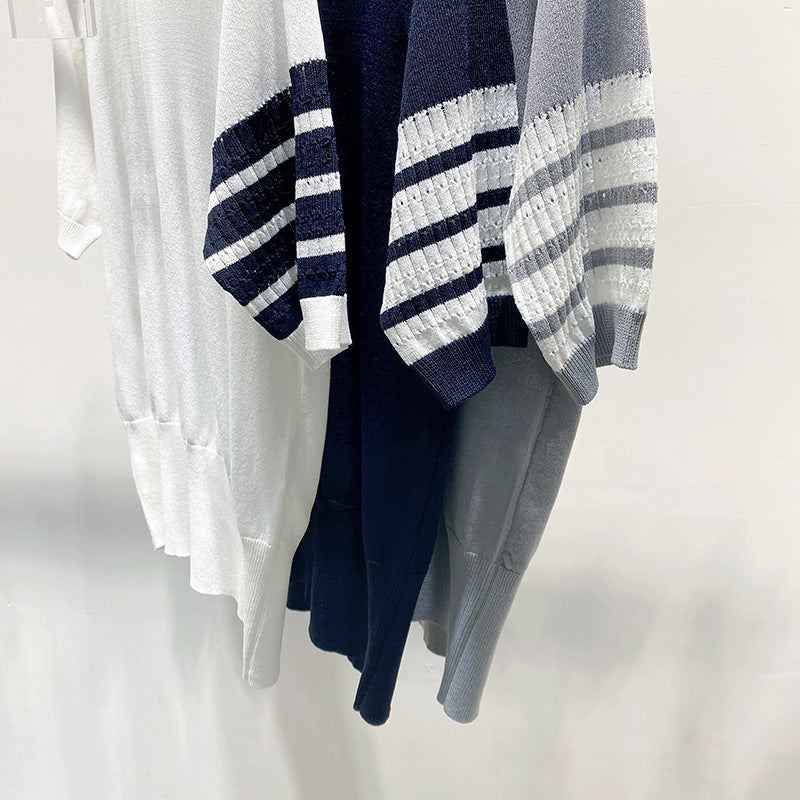 Thom BrowneWomen's Knitted Cotton T-Shirt - Partial Button Front | Made in Japan