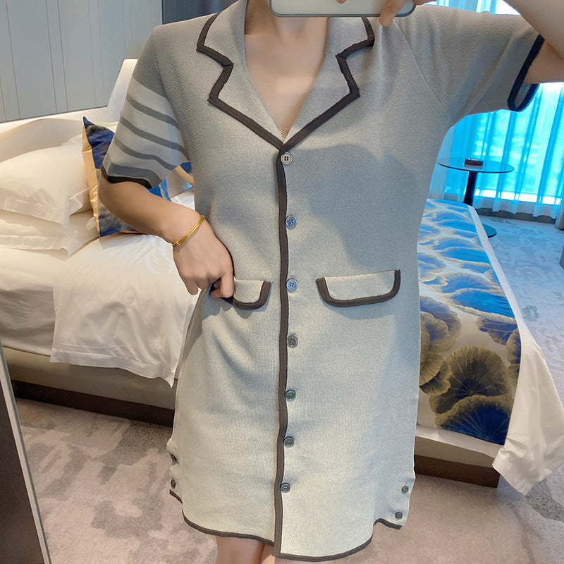 Japanese Lace Silk Dress - Partial Button Front