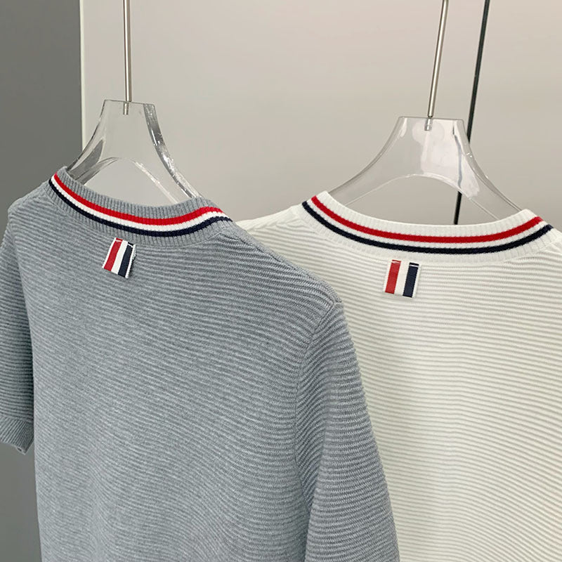 2025 knitted short-sleeved cardigan