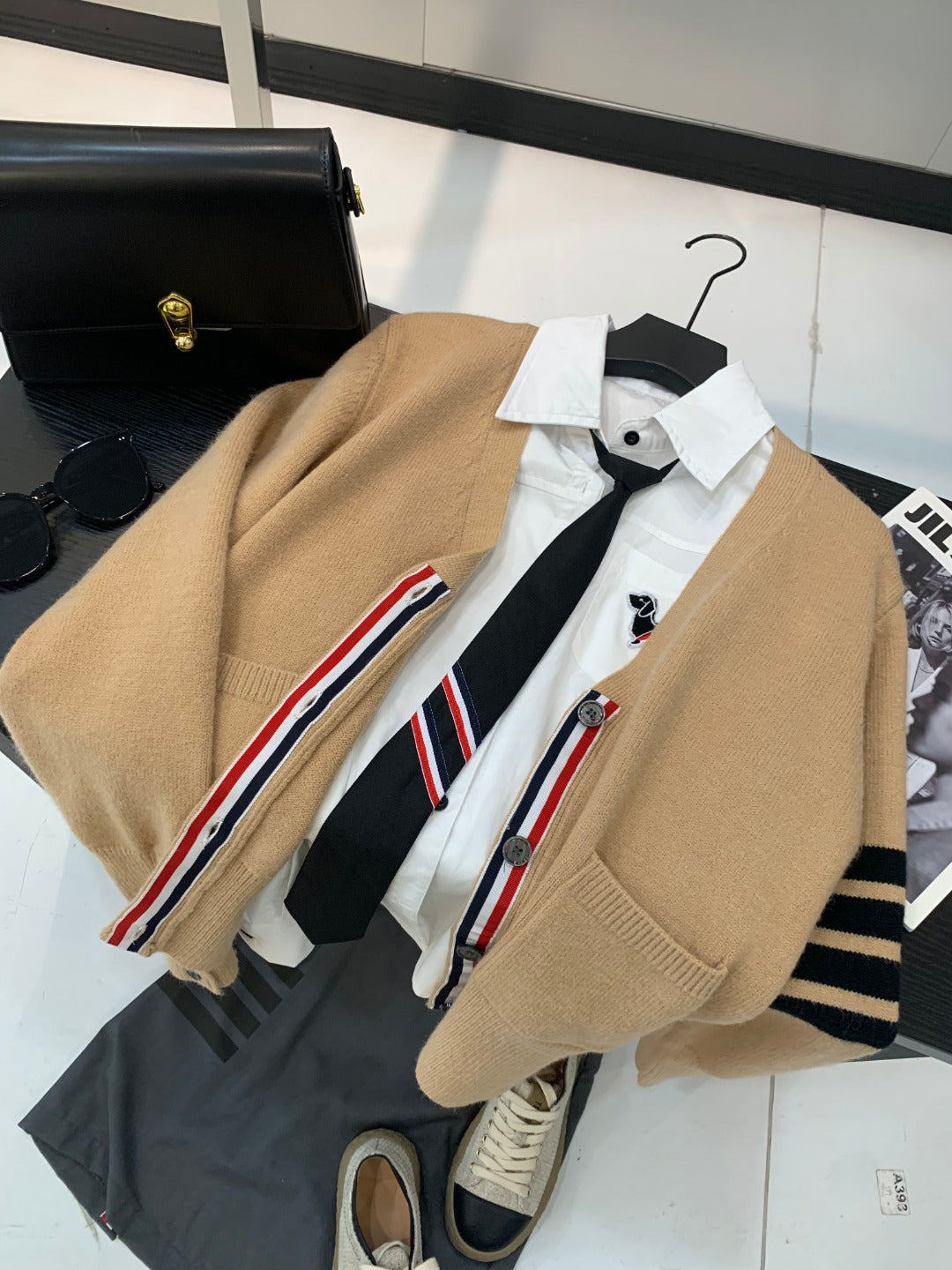 Thom BrowneWomen's Cardigan Sweater - Signature 4-Bar Stripe Detail