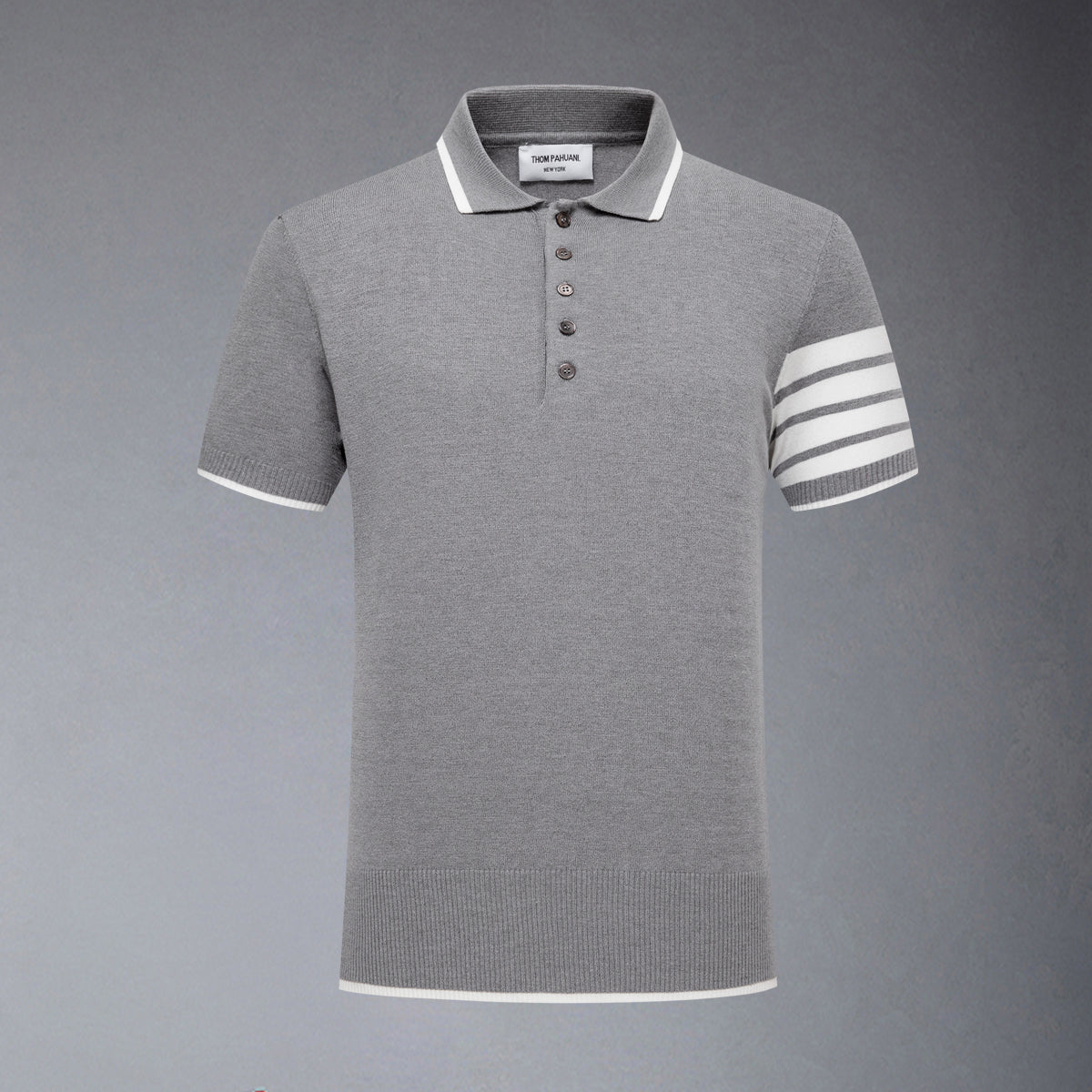 Thom BrowneMen's Contrast Stripe Polo Shirt | 4-Bar Detail | Heritage Grosgrain